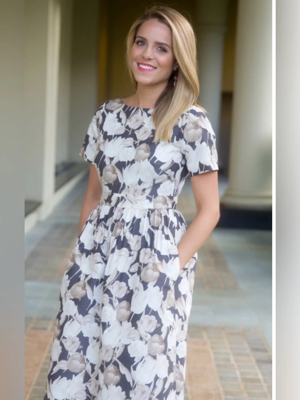 J. CREW Black Floral Silk Blend Lined Dress with Ivory Floral Print 4